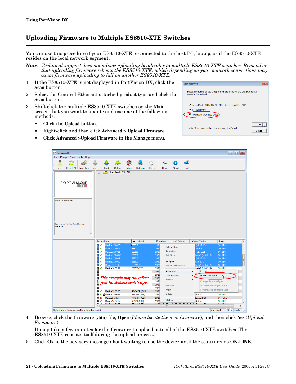 Uploading firmware to multiple es8510-xte switches | Comtrol ES8510-XTE User Manual | Page 24 / 206