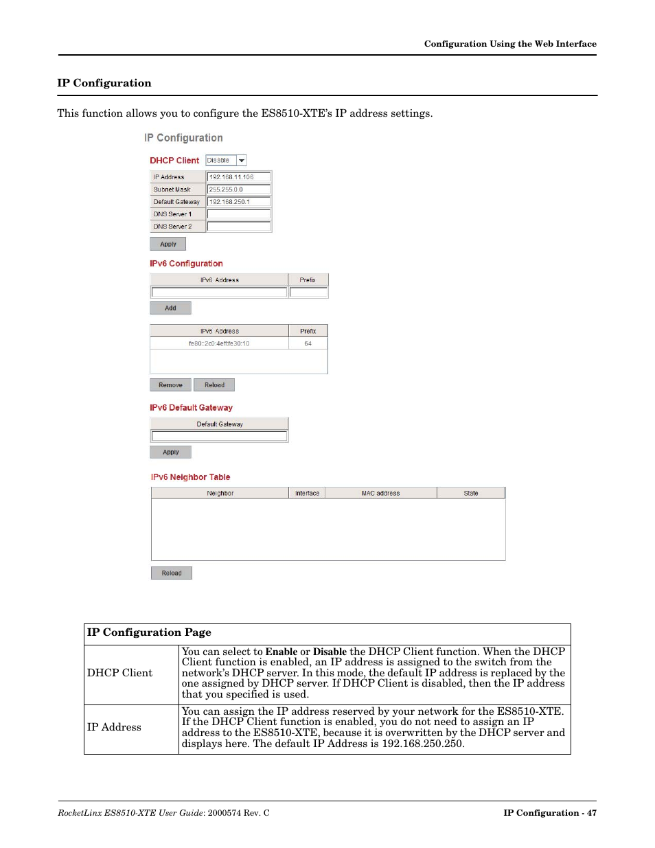 Ip configuration | Comtrol ES8510-XTE User Manual | Page 47 / 206