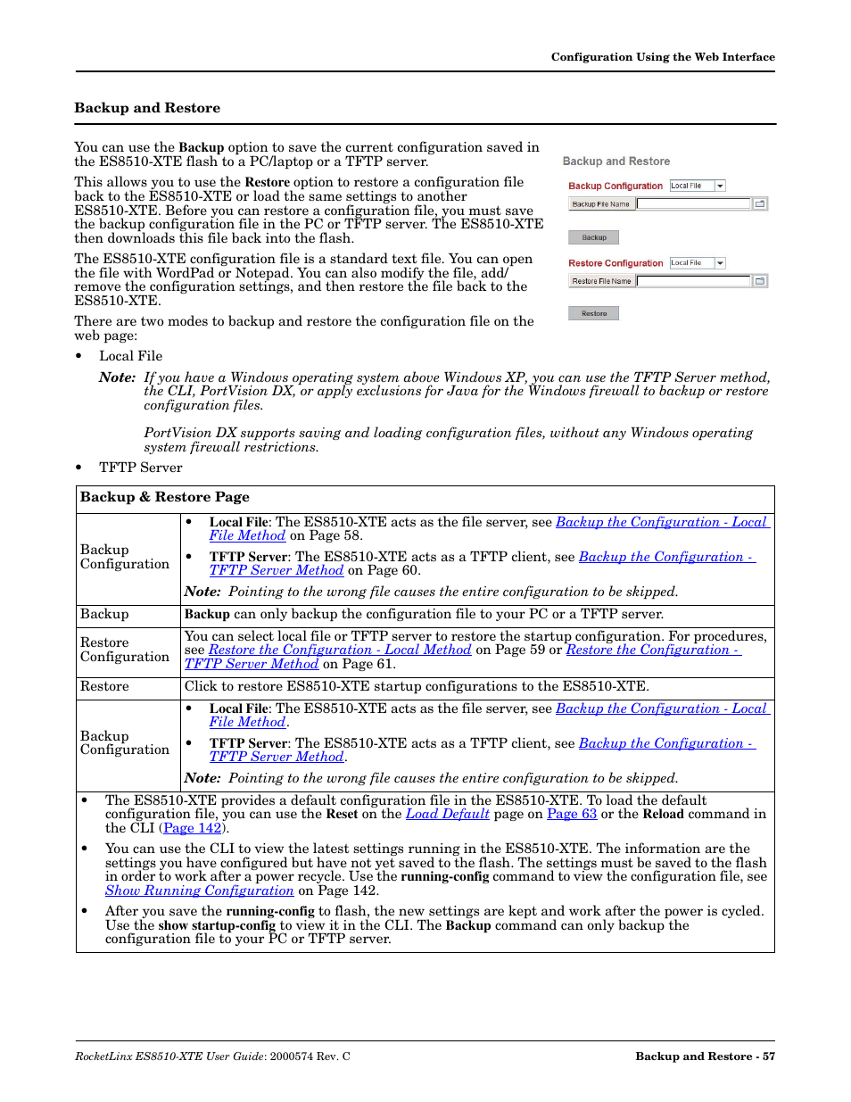 Backup and restore | Comtrol ES8510-XTE User Manual | Page 57 / 206