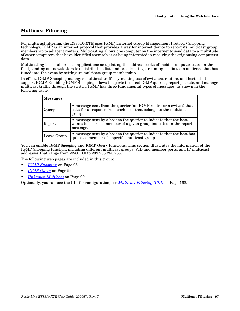 Multicast filtering | Comtrol ES8510-XTE User Manual | Page 97 / 206