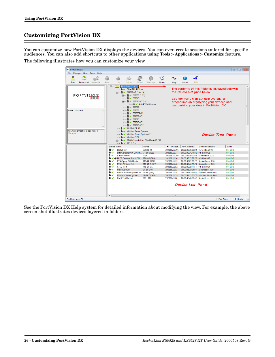 Customizing portvision dx | Comtrol ES9528-XT User Guide User Manual | Page 26 / 212
