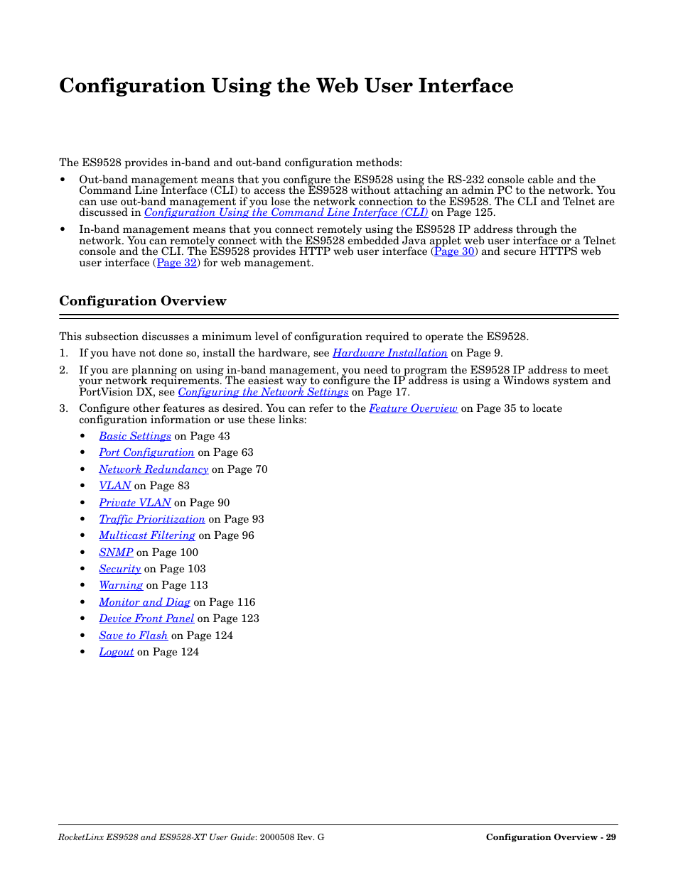 Configuration using the web user interface, Configuration overview | Comtrol ES9528-XT User Guide User Manual | Page 29 / 212
