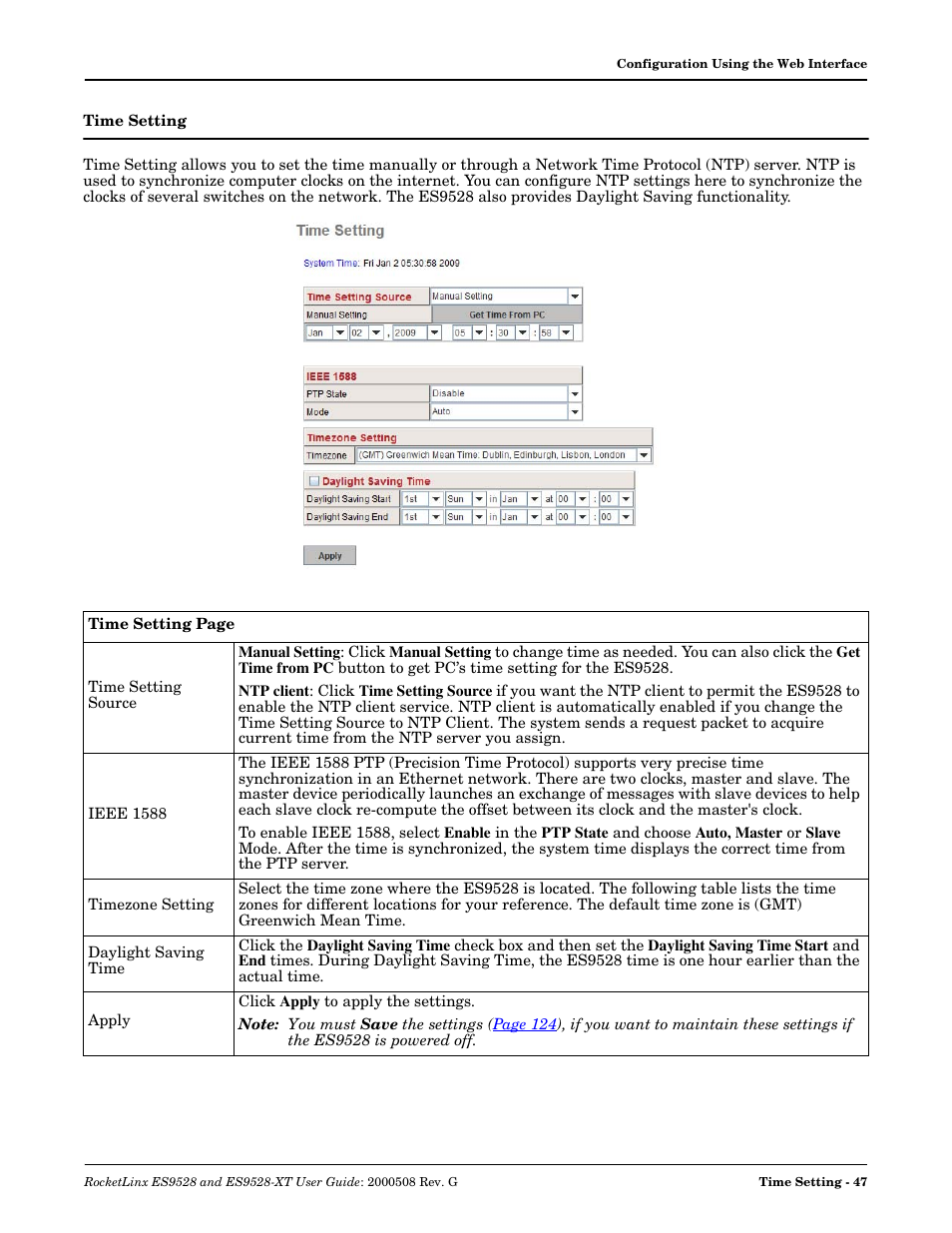 Time setting | Comtrol ES9528-XT User Guide User Manual | Page 47 / 212
