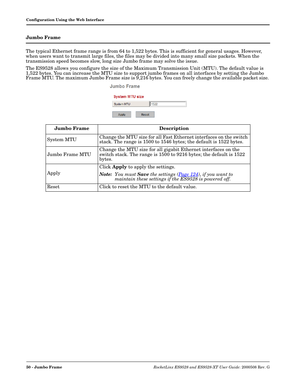 Jumbo frame | Comtrol ES9528-XT User Guide User Manual | Page 50 / 212