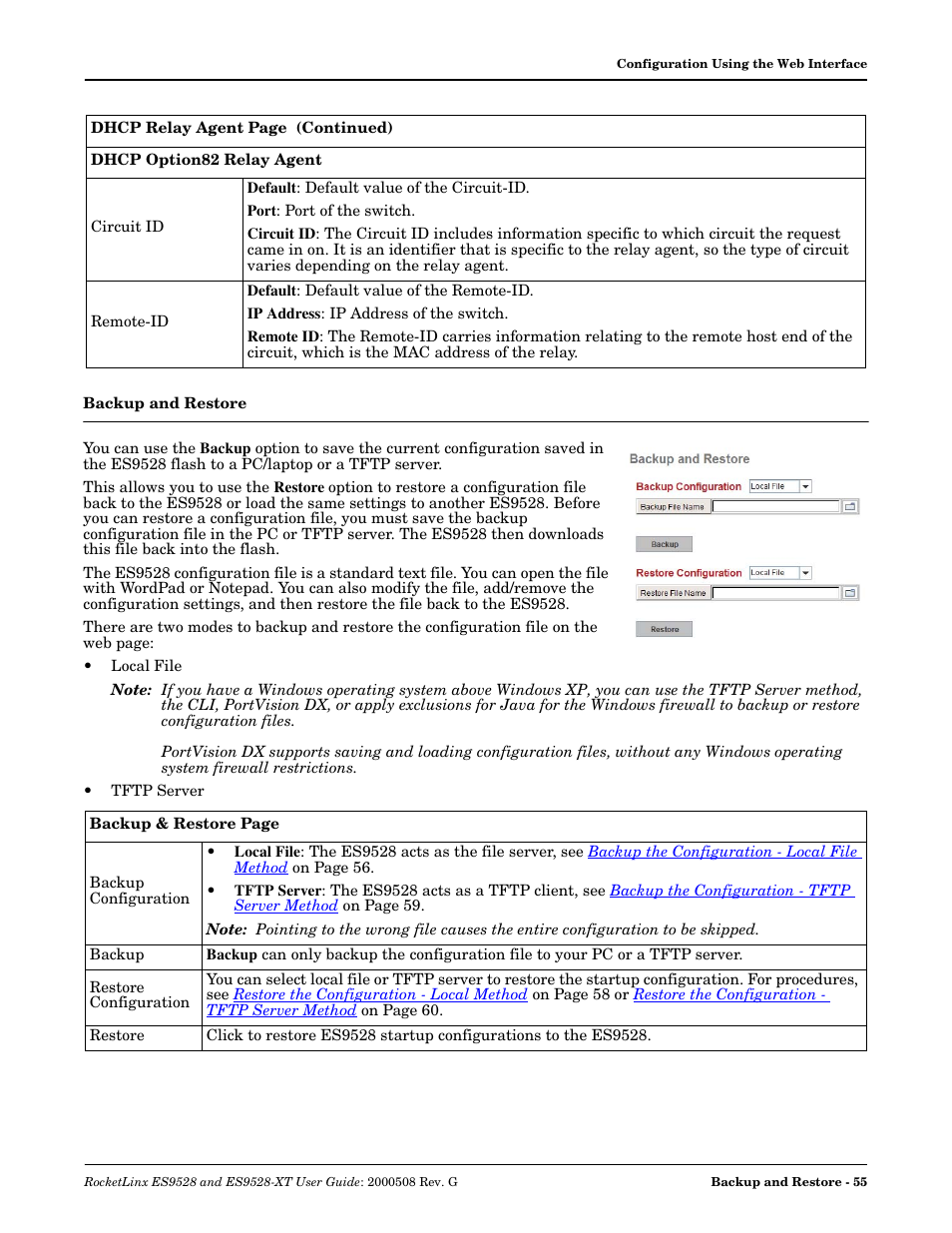 Backup and restore | Comtrol ES9528-XT User Guide User Manual | Page 55 / 212