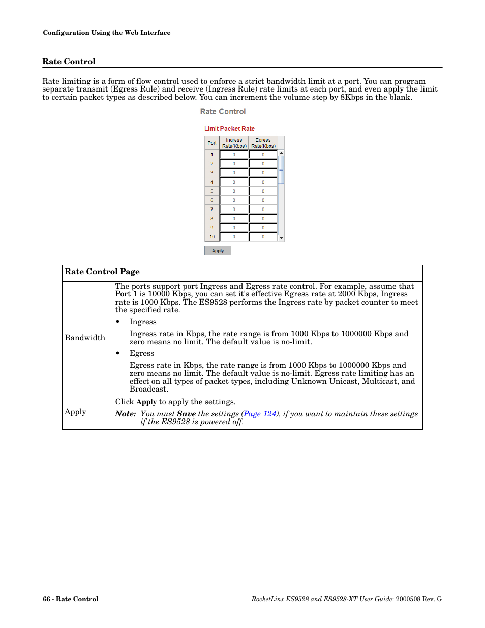 Rate control | Comtrol ES9528-XT User Guide User Manual | Page 66 / 212