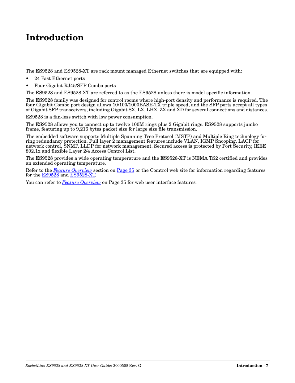 Introduction | Comtrol ES9528-XT User Guide User Manual | Page 7 / 212