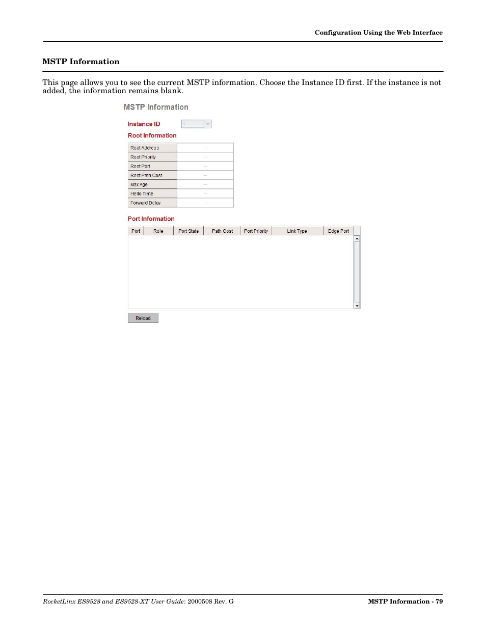 Mstp information | Comtrol ES9528-XT User Guide User Manual | Page 79 / 212