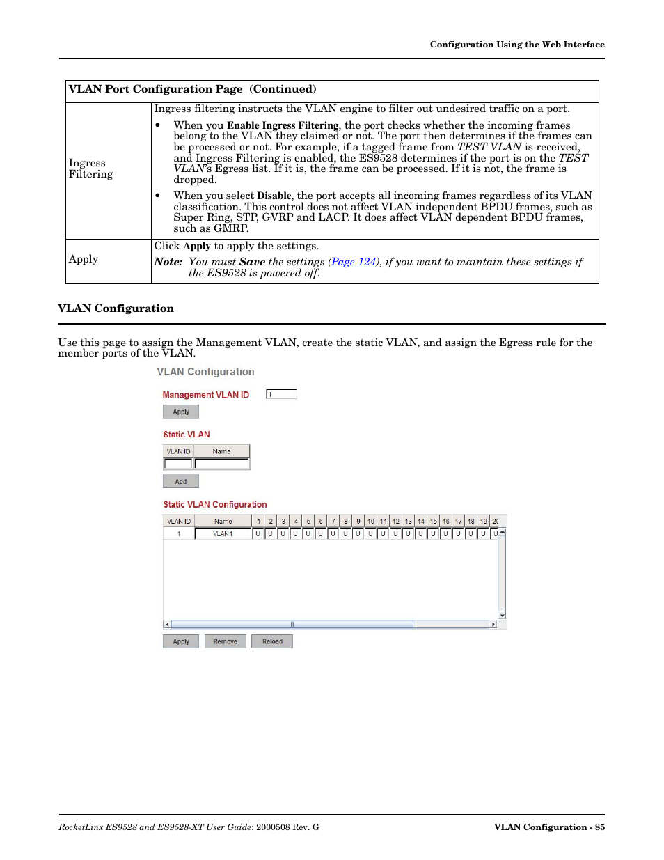 Vlan configuration | Comtrol ES9528-XT User Guide User Manual | Page 85 / 212