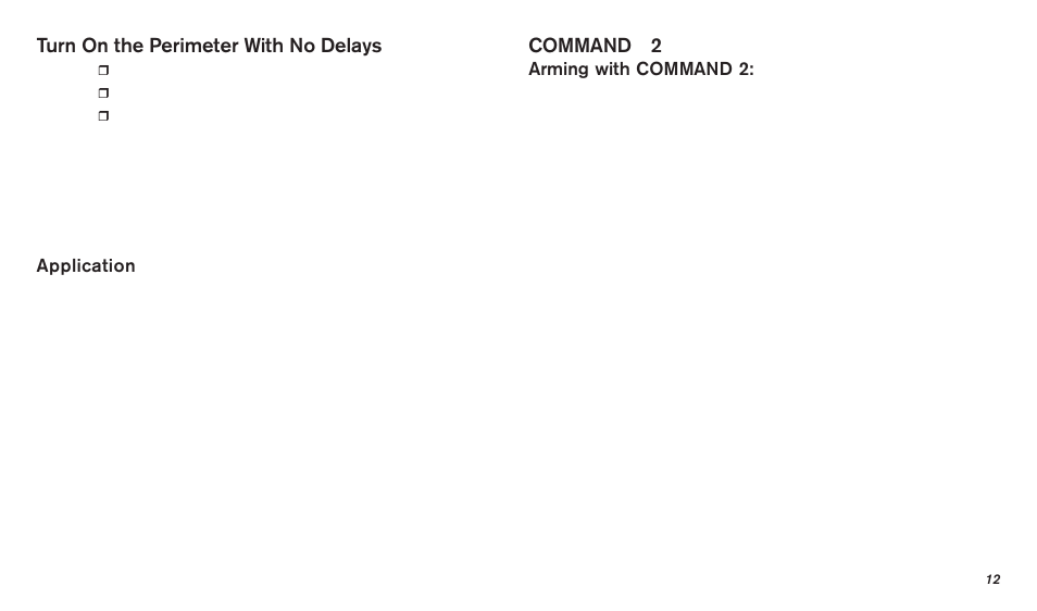 Turn on the perimeter with no delays, Command 2 | Bosch D720 User Manual | Page 12 / 32