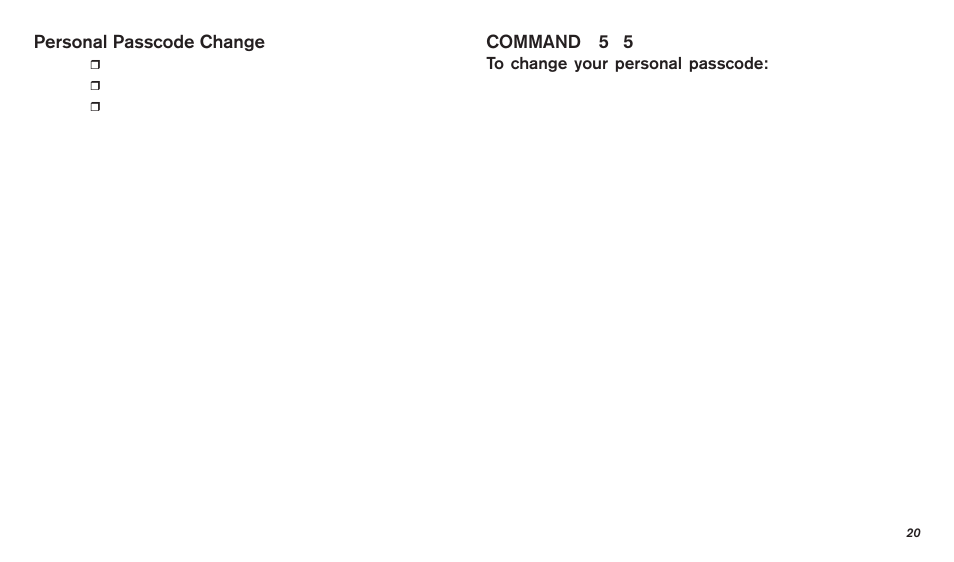 Personal passcode change, Command 5 5 | Bosch D720 User Manual | Page 20 / 32