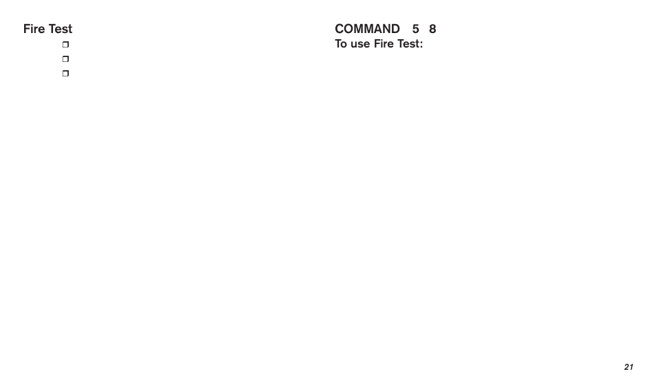 Fire test, Command 5 8 | Bosch D720 User Manual | Page 21 / 32