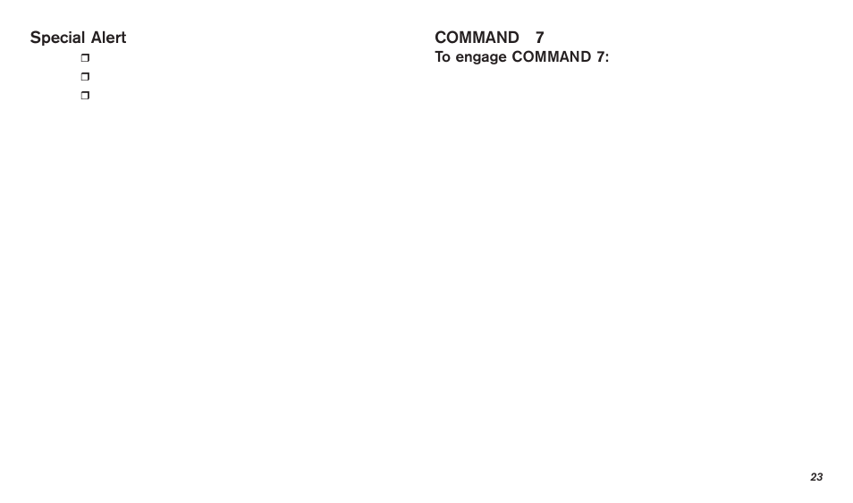 Special alert, Command 7 | Bosch D720 User Manual | Page 23 / 32