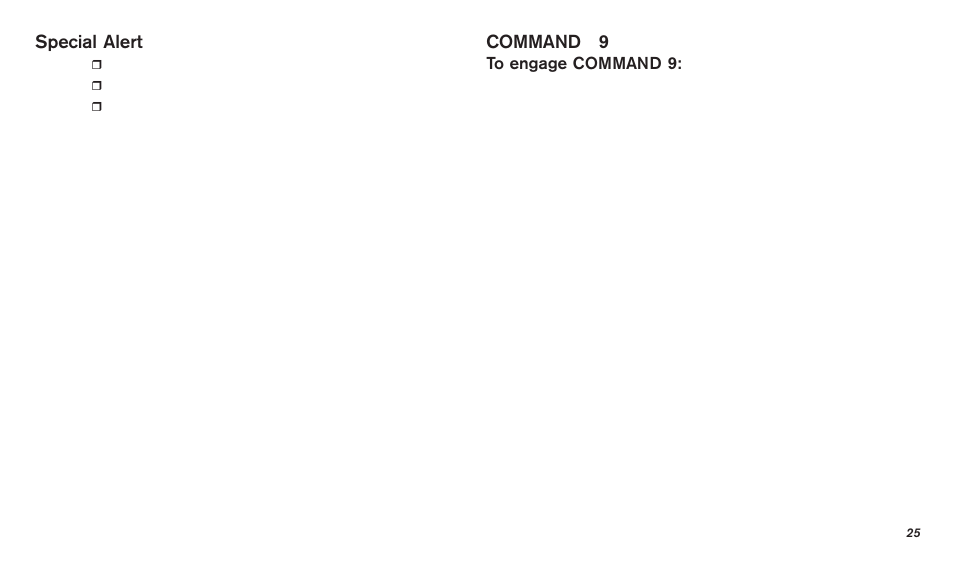 Special alert, Command 9 | Bosch D720 User Manual | Page 25 / 32