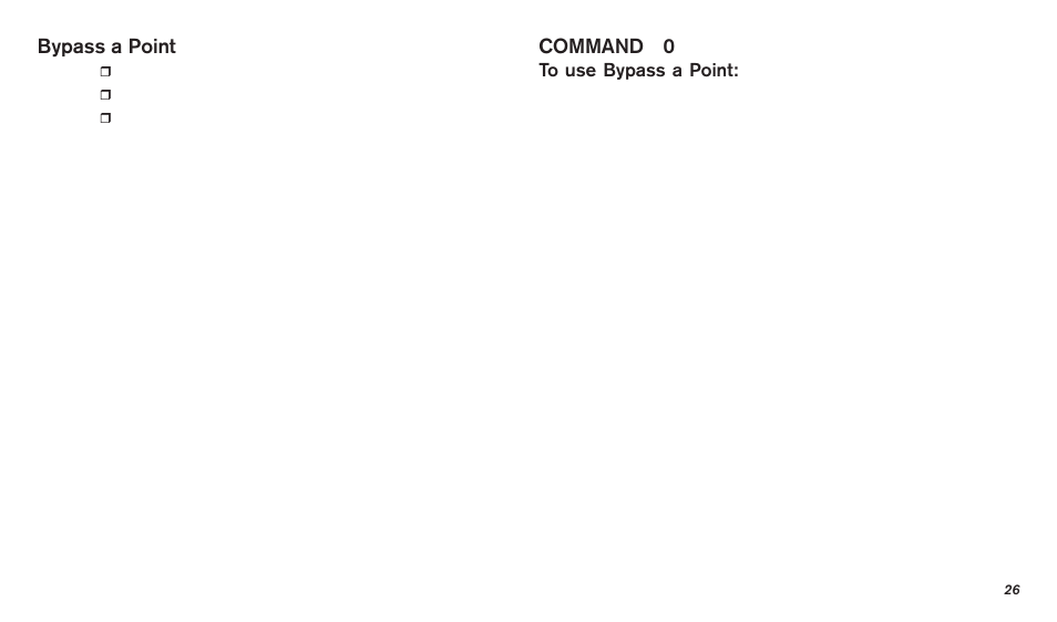 Bypass a point, Command 0 | Bosch D720 User Manual | Page 26 / 32