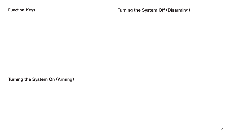 Turning the system on (arming), Turning the system off (disarming), Function keys | Bosch D720 User Manual | Page 7 / 32