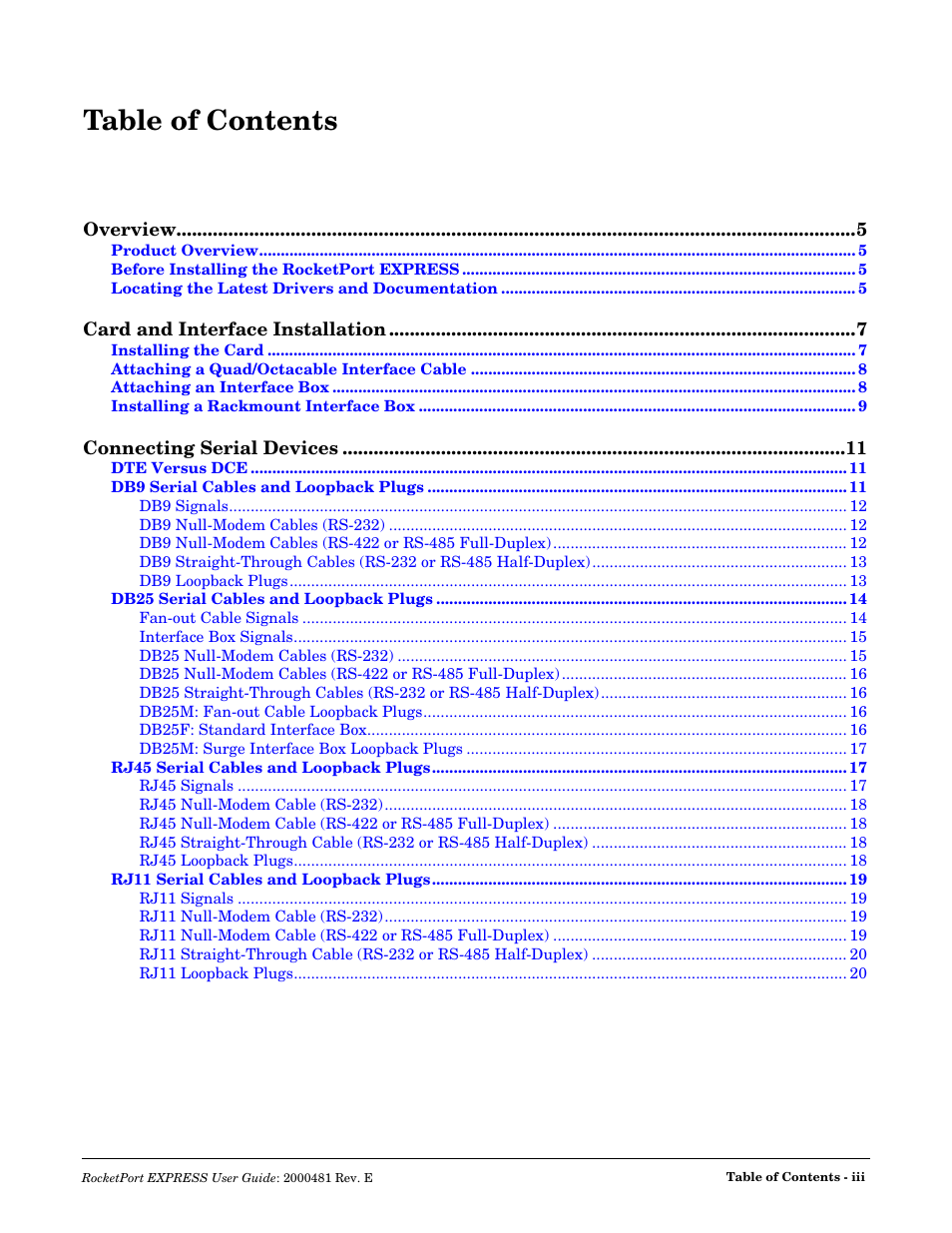 Comtrol RocketPort EXPRESS User Manual | Page 3 / 36