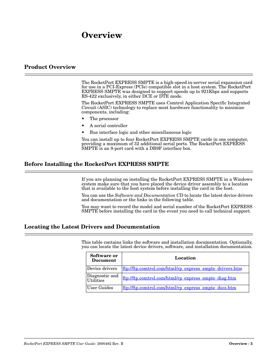 Comtrol RocketPort EXPRESS SMPTE User Manual | Page 5 / 28