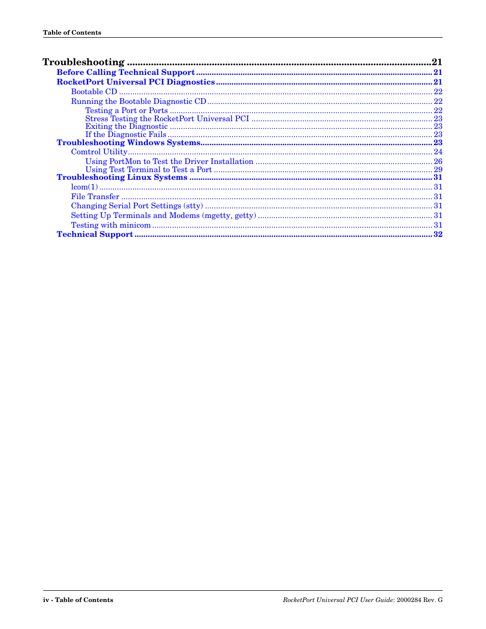 Troubleshooting | Comtrol RocketPort Universal PCI User Manual | Page 4 / 32