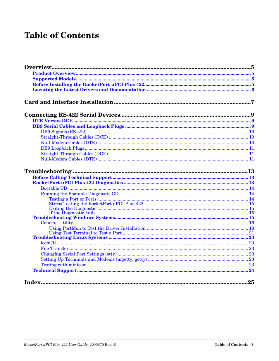 Comtrol RocketPort Plus 422 Universal PCI User Manual | Page 3 / 26