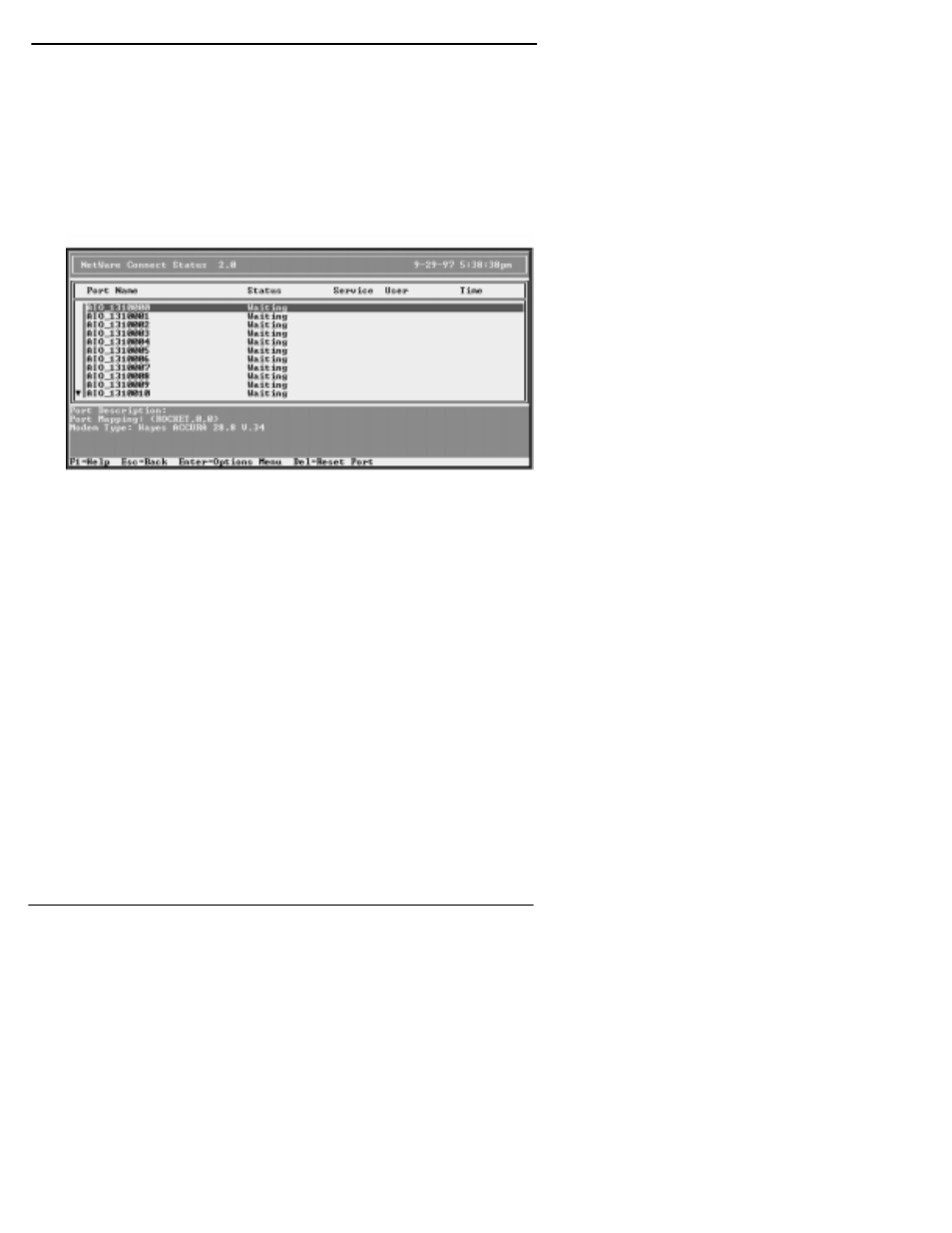 Select configure netware connect, Use the options on this menu to configure port, Press esc to back out to the netware connect o | Select view netware connect status, Select display port status. the port status wi, Press esc to back out of the menu system and e, Using a text editor or install.nlm, edit the a | Comtrol VS1100 Novell NetWare User Manual | Page 20 / 46