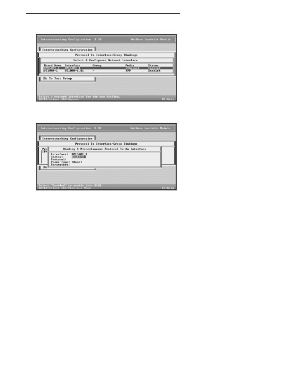 Select the ethernet board and press enter. the, Move the highlight to protocol, enter aiovs1, a, At frame type, press enter to display the list | Press esc to close this window. you are asked i, Repeat these steps to configure other bindings | Comtrol VS1100 Novell NetWare User Manual | Page 31 / 46