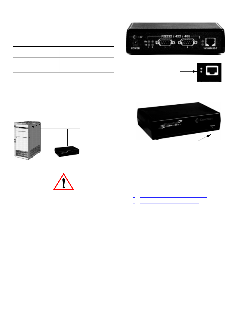 Connecting to the network, Connect | Comtrol RocketPort Serial Hub Si 2-Port User Manual | Page 2 / 6