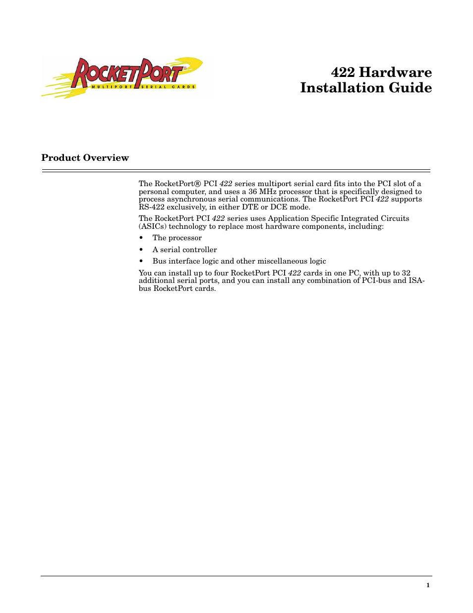 Comtrol PCI 422 User Manual | 10 pages