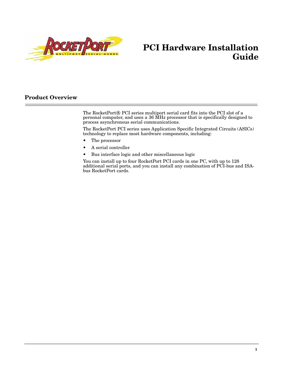 Comtrol RocketPort PCI series User Manual | 17 pages