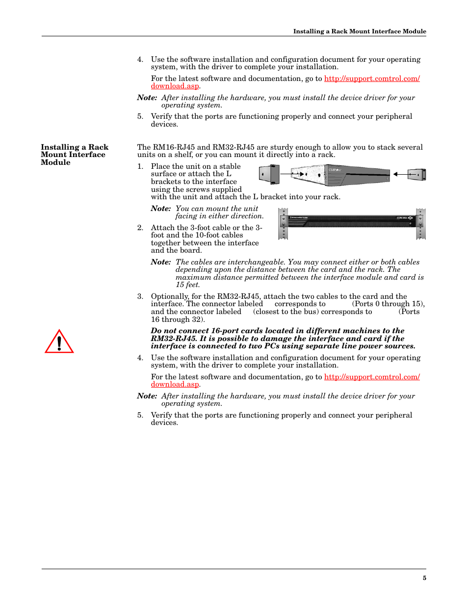 Installing a rack mount interface module | Comtrol RocketPort PCI series User Manual | Page 5 / 17