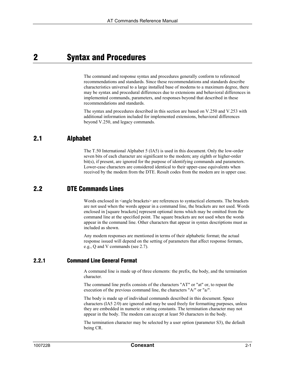2syntax and procedures | Comtrol AT Command Set Rev A User Manual | Page 15 / 230