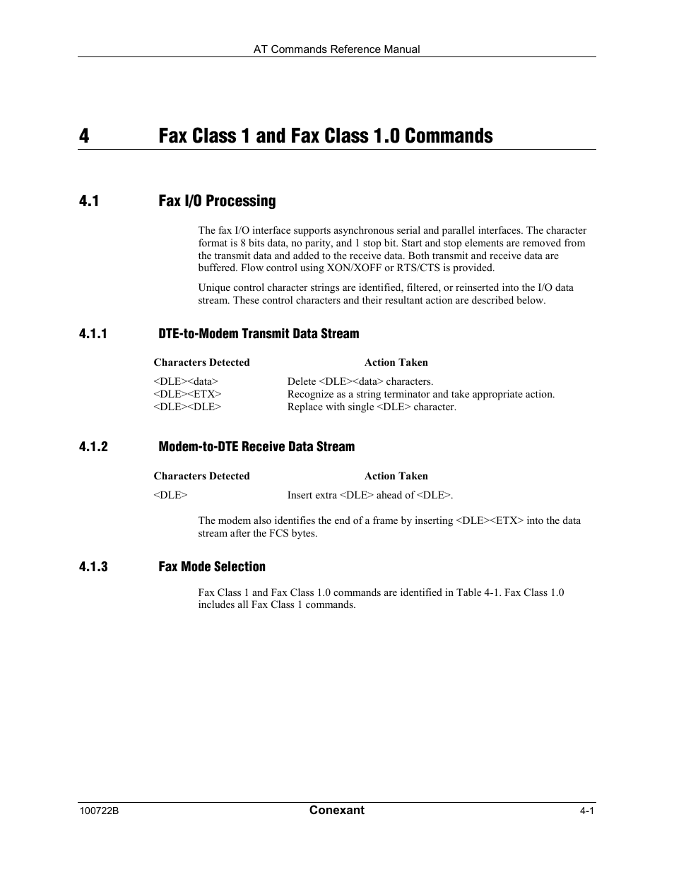 4fax class 1 and fax class 1.0 commands, 1 fax i/o processing | Comtrol AT Command Set Rev A User Manual | Page 151 / 230