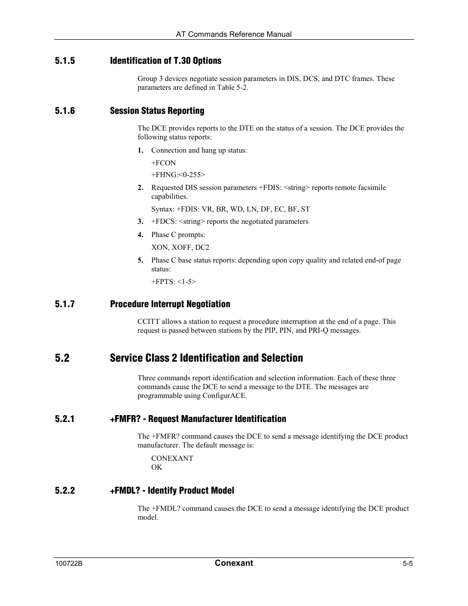 2 service class 2 identification and selection | Comtrol AT Command Set Rev A User Manual | Page 177 / 230