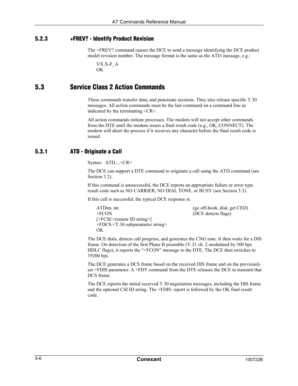 3 service class 2 action commands | Comtrol AT Command Set Rev A User Manual | Page 178 / 230