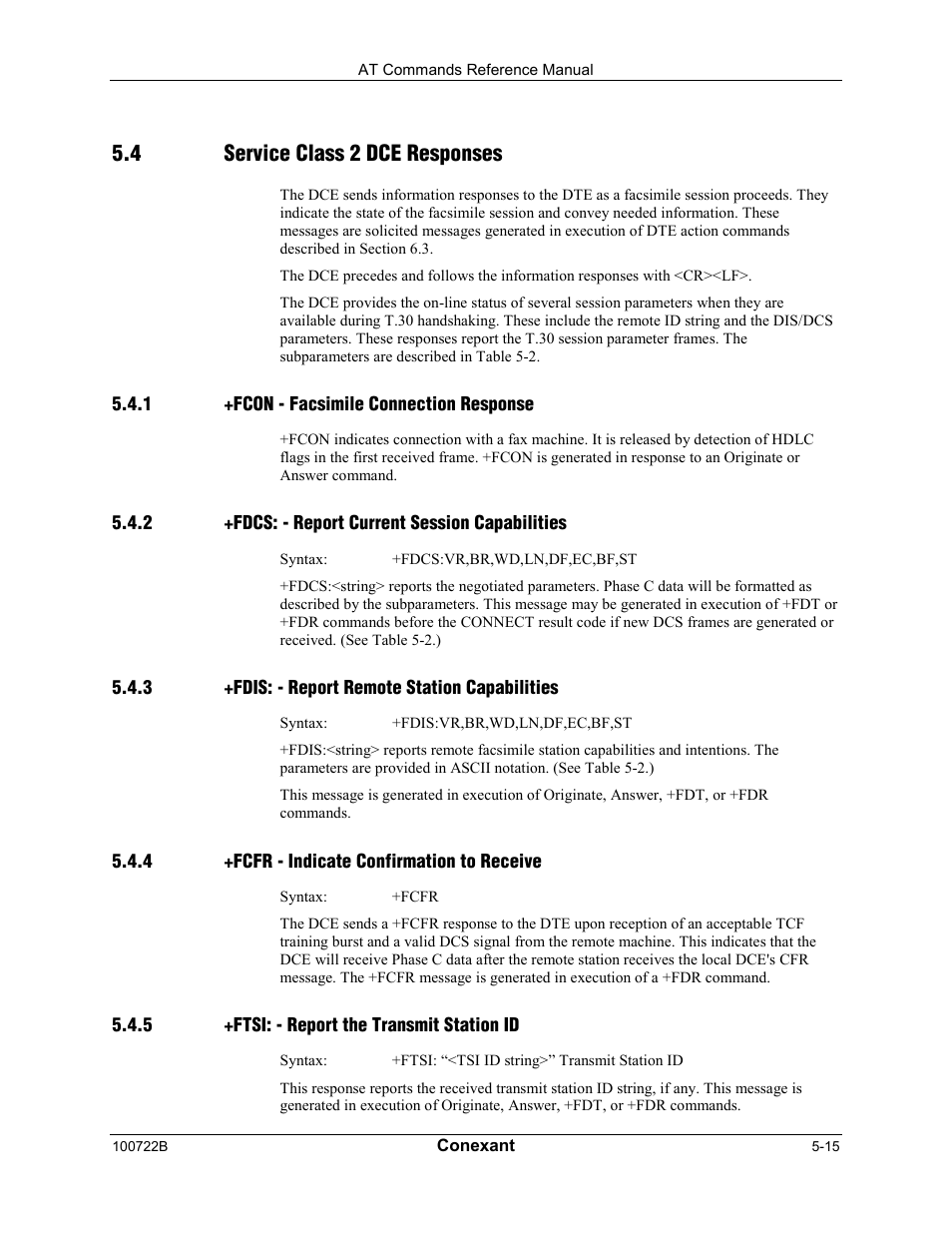 4 service class 2 dce responses | Comtrol AT Command Set Rev A User Manual | Page 187 / 230