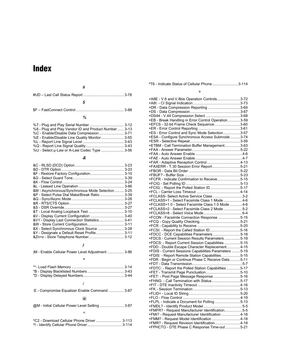 Index | Comtrol AT Command Set Rev A User Manual | Page 225 / 230