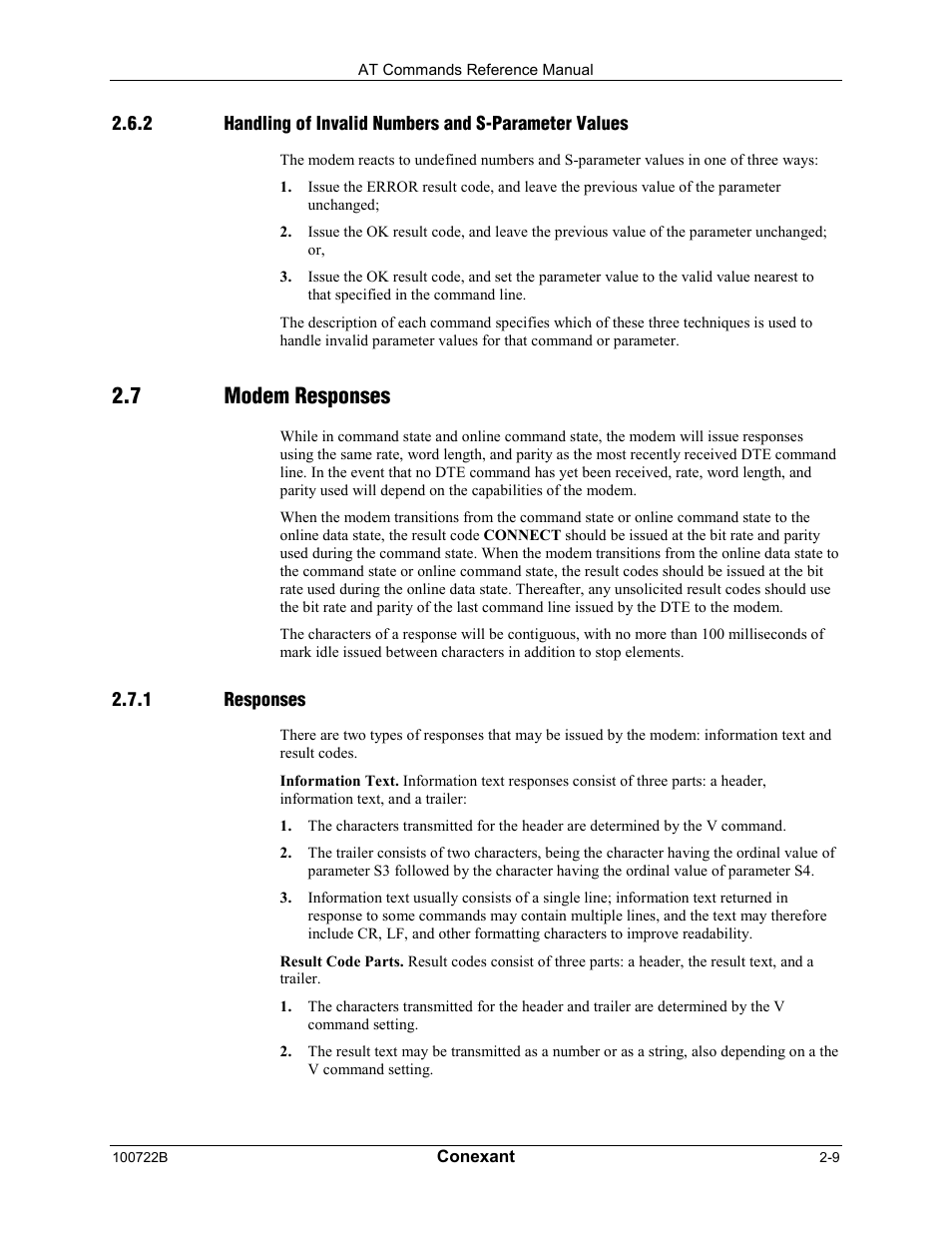 7 modem responses | Comtrol AT Command Set Rev A User Manual | Page 23 / 230