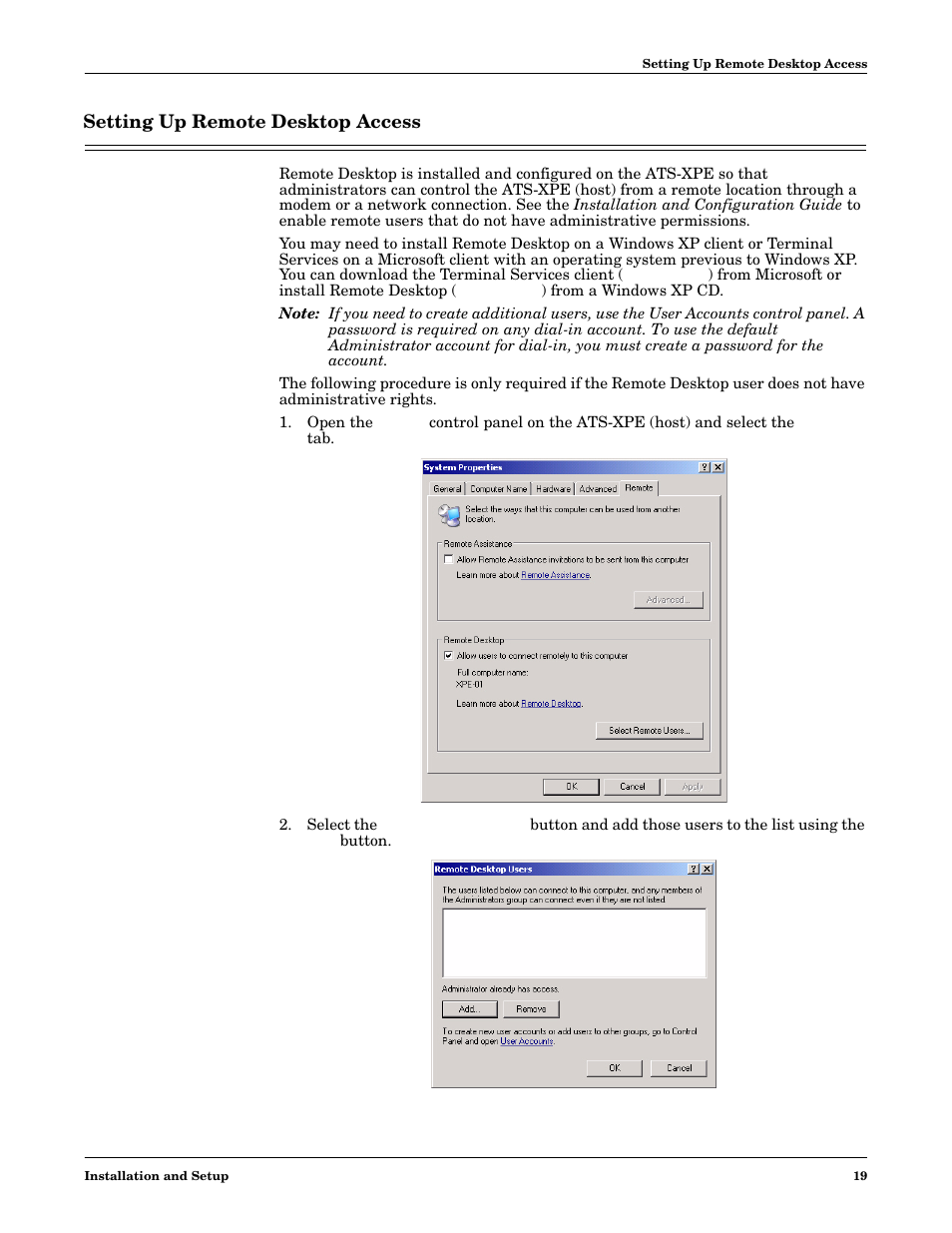 Setting up remote desktop access | Comtrol DM ATS-XPe User Manual | Page 19 / 96