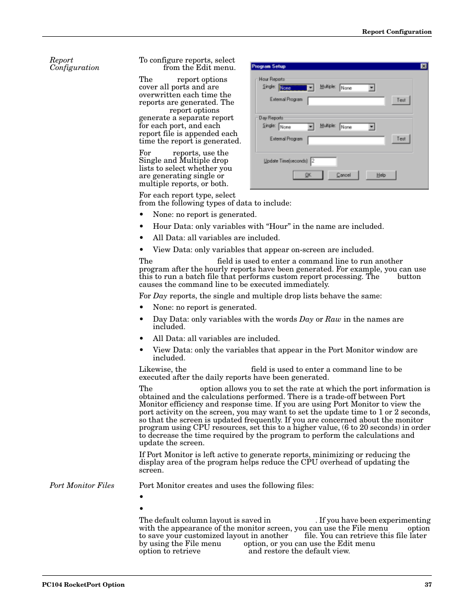 Report configuration, Port monitor files, Report configuration port monitor files | Comtrol DM ATS-XPe User Manual | Page 37 / 96