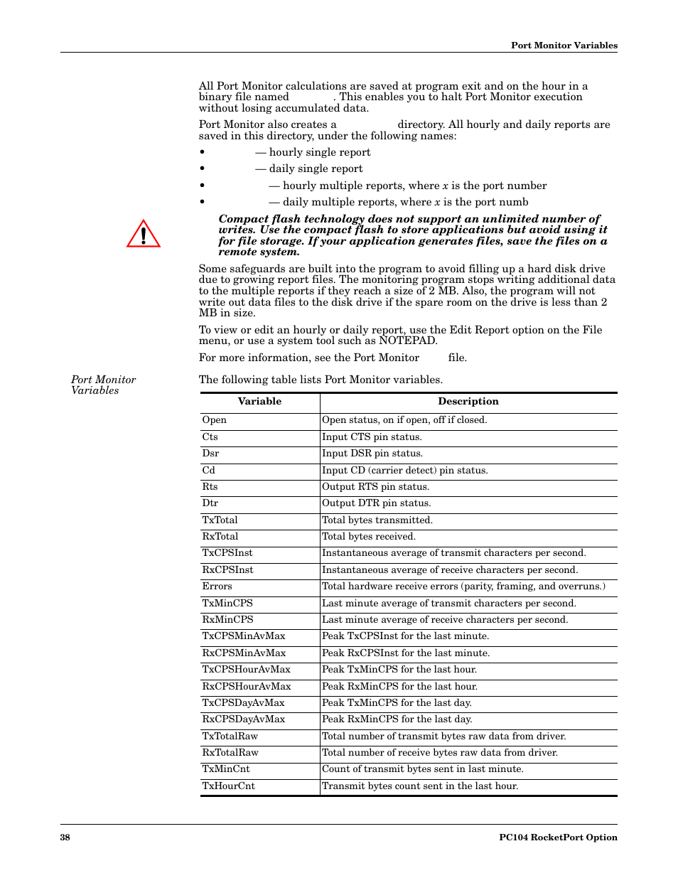 Port monitor variables | Comtrol DM ATS-XPe User Manual | Page 38 / 96