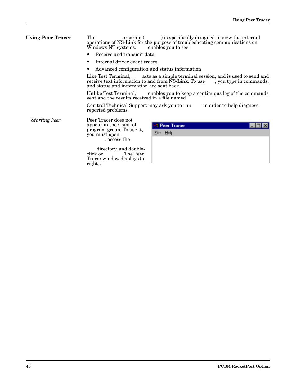 Using peer tracer, Starting peer, Ents | Comtrol DM ATS-XPe User Manual | Page 40 / 96