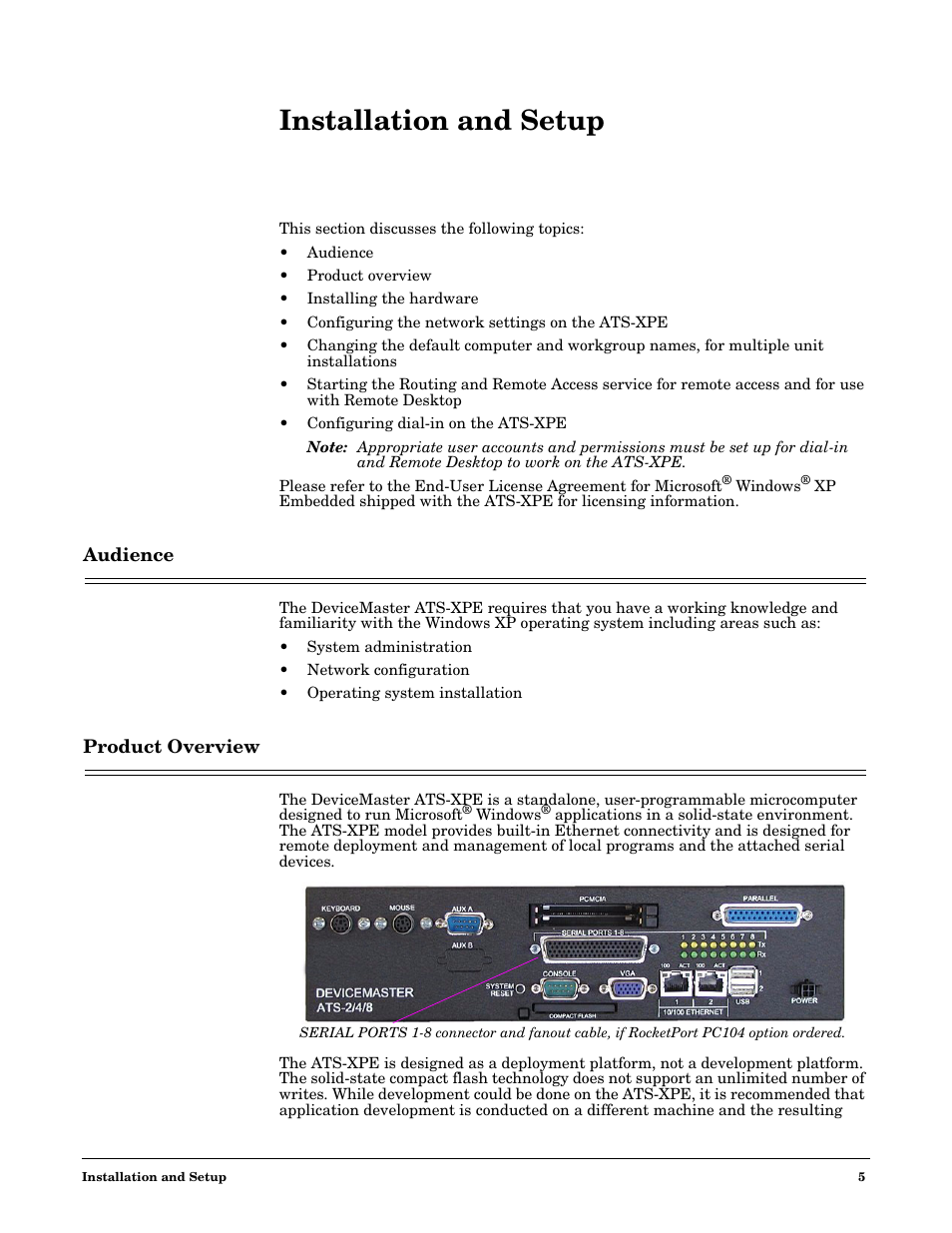 Installation and setup, Audience, Product overview | Audience product overview | Comtrol DM ATS-XPe User Manual | Page 5 / 96