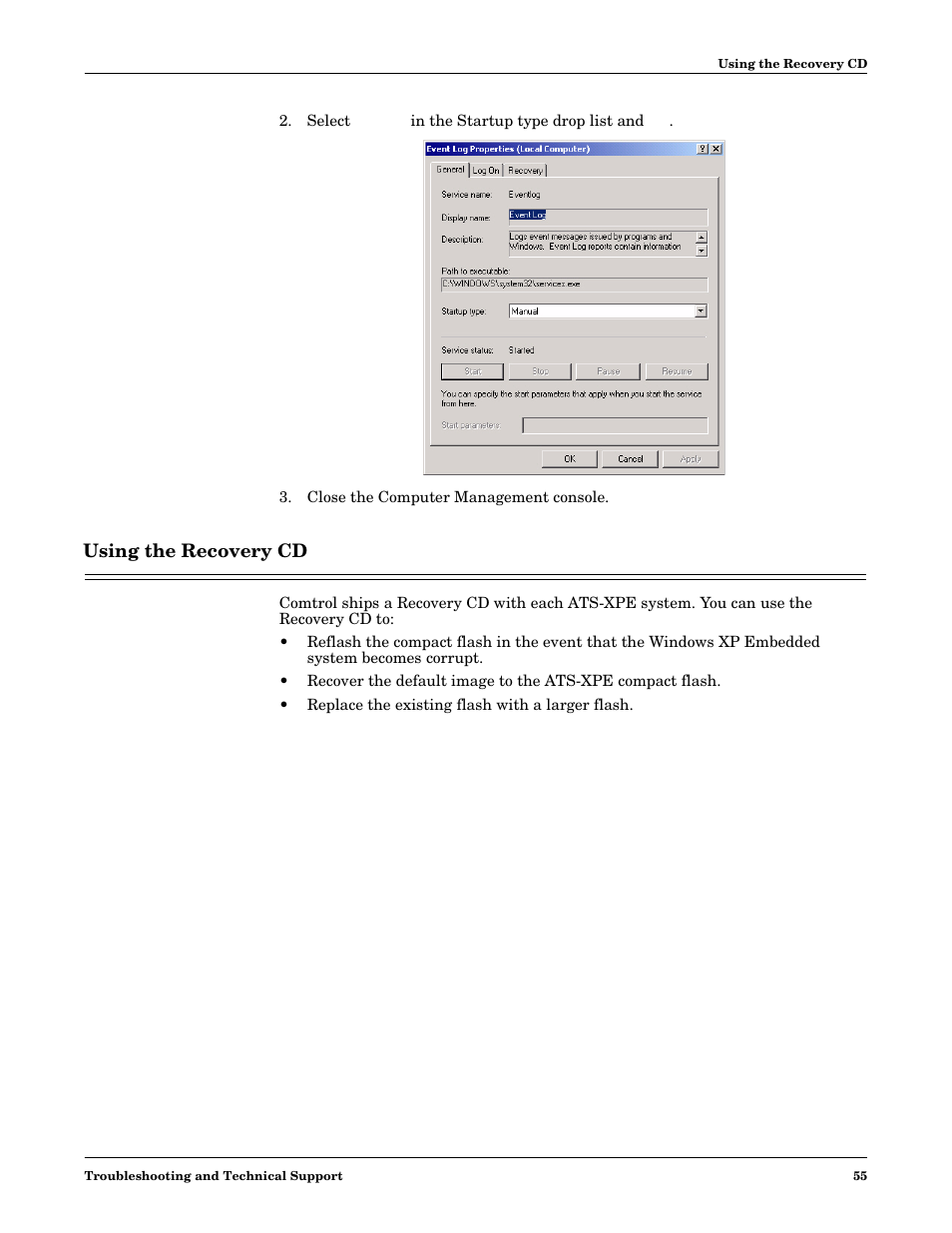 Using the recovery cd | Comtrol DM ATS-XPe User Manual | Page 55 / 96