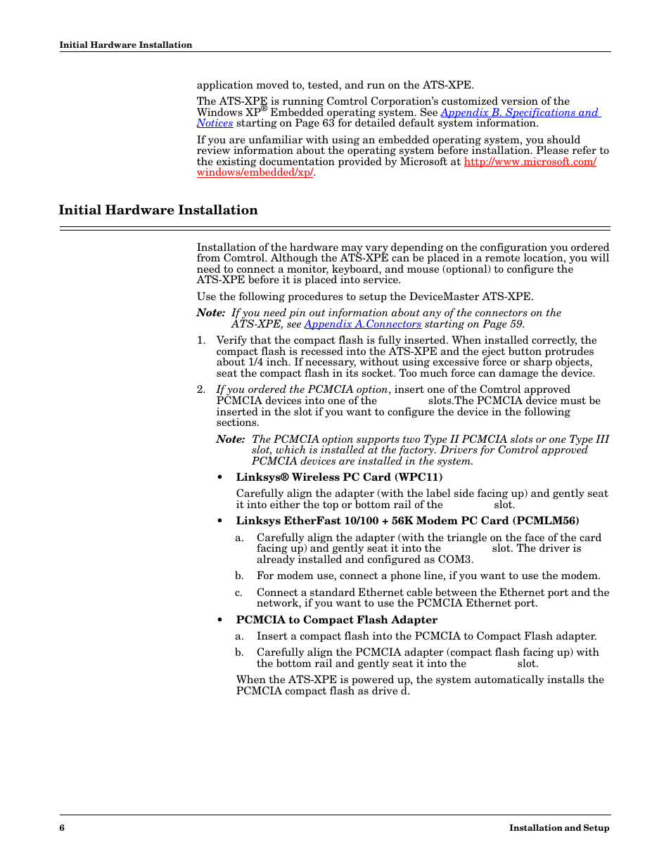 Initial hardware installation | Comtrol DM ATS-XPe User Manual | Page 6 / 96