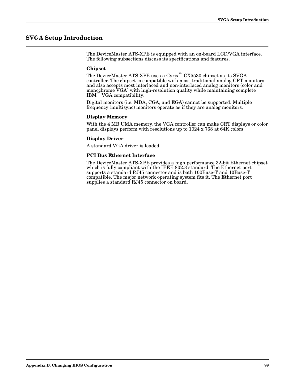 Svga setup introduction | Comtrol DM ATS-XPe User Manual | Page 89 / 96