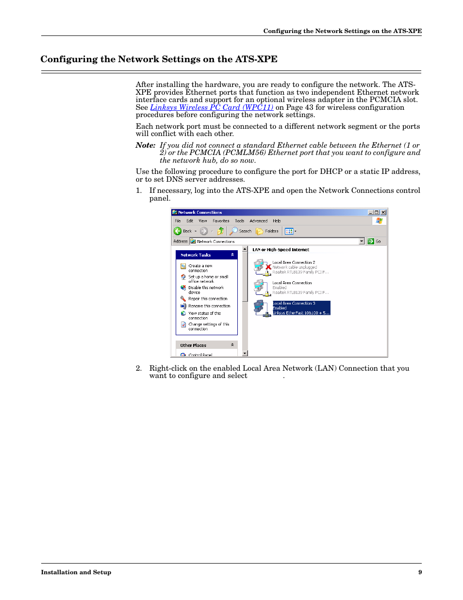 Configuring the network settings on the ats-xpe | Comtrol DM ATS-XPe User Manual | Page 9 / 96