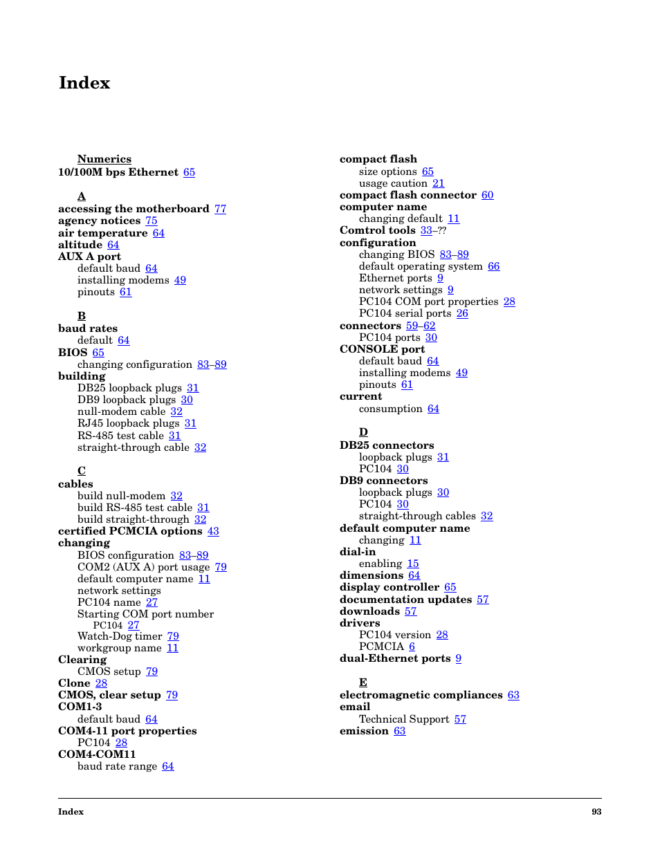 Index | Comtrol DM ATS-XPe User Manual | Page 93 / 96