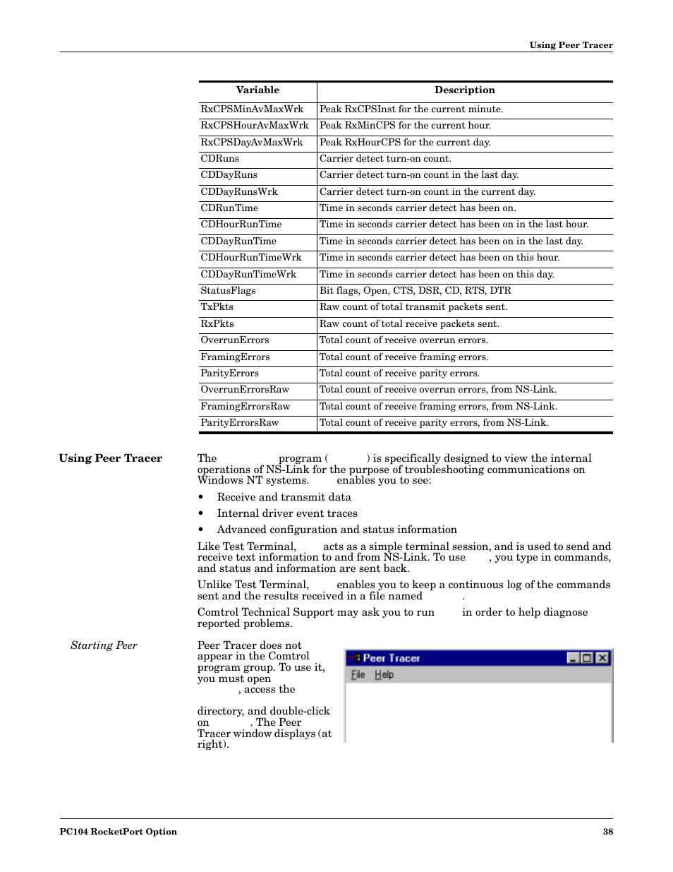 Using peer tracer, Starting peer | Comtrol DM ATS-NTe User Manual | Page 38 / 76
