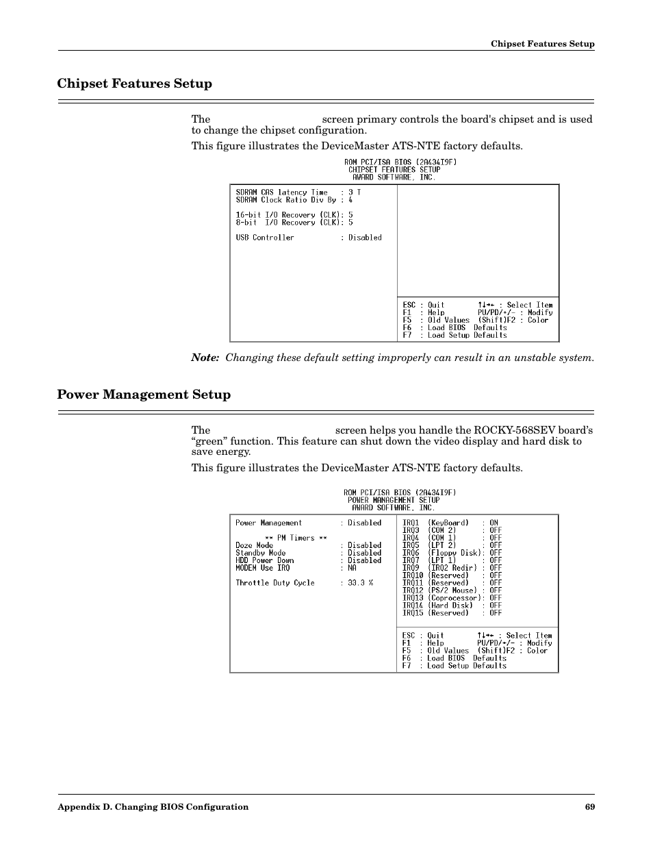 Chipset features setup, Power management setup, Chipset features setup power management setup | Comtrol DM ATS-NTe User Manual | Page 69 / 76