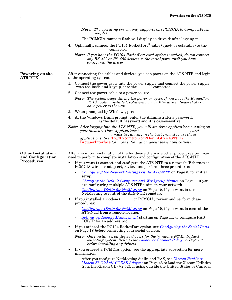 Powering on the ats-nte, Connect the power cable to a power source, When prompted by windows, press ctrl + alt + del | Other installation and configuration procedures | Comtrol DM ATS-NTe User Manual | Page 7 / 76